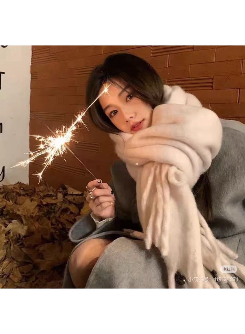 Shein Soft Pink Oversized Winter Scarf with Fringe - Image 3