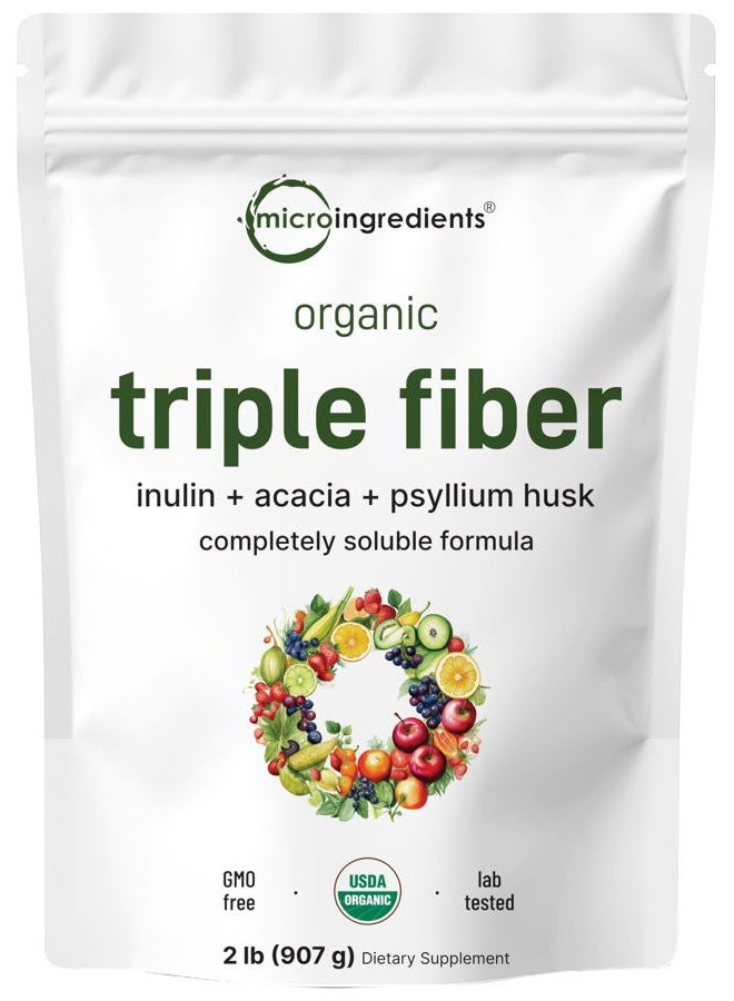 Micro Ingredients Organic Triple Fiber Powder, 2lb | Natural Prebiotic to Support Digestive & Gut Health | Soluble, Easily Digestible | Unflavored, Vegan - Image 1