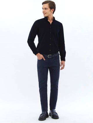 Navy Blue Woven Slim Fit Casual Cotton Blend Trousers - pzsku/Z57A18E4E8D34EFAC4914Z/45/_/1735546531/45ef69a0-d3b3-43fc-9696-571c12612f4f