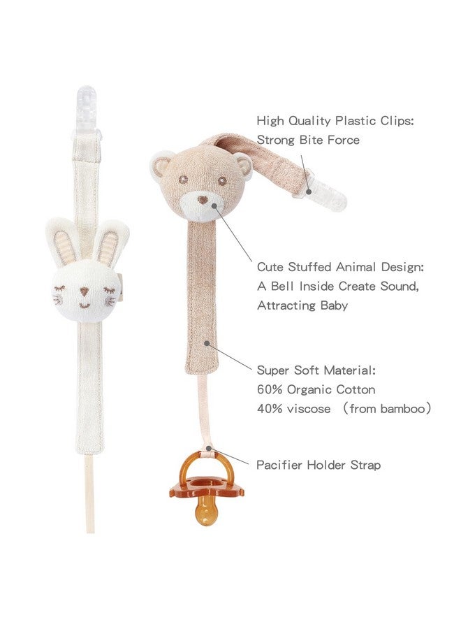 COTTONBEBE Pacifier Clip, 2 Pack Baby Pacifier Holder for Boys and Girls Fits Many Pacifiers & Baby Teething Toys, Ideal Baby Gift (Rabbit&Bear) - Image 1