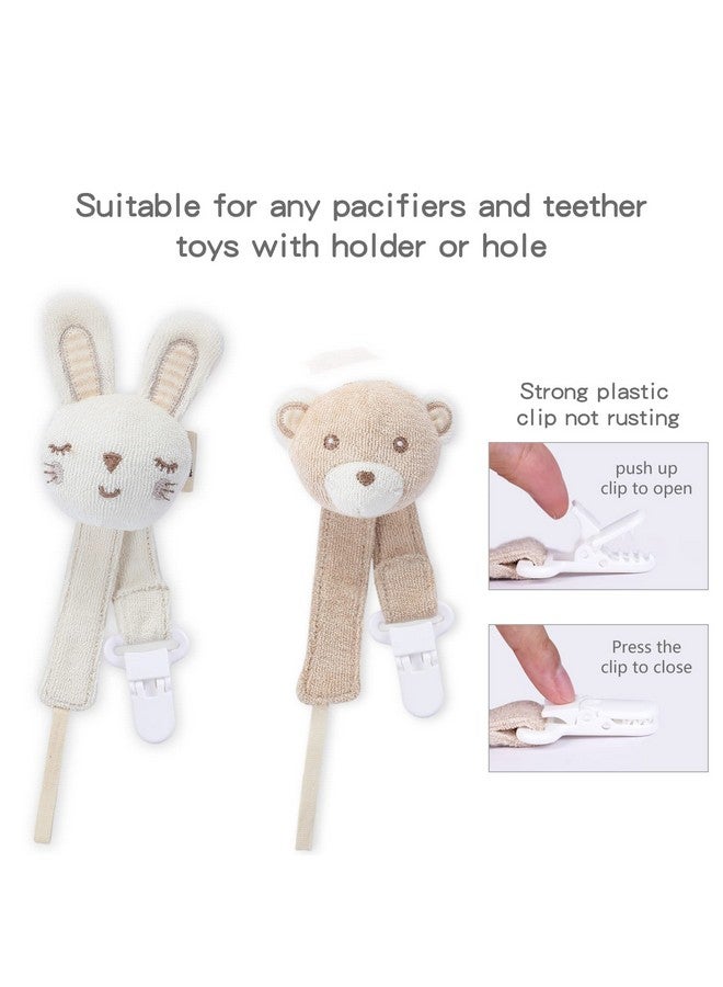 COTTONBEBE Pacifier Clip, 2 Pack Baby Pacifier Holder for Boys and Girls Fits Many Pacifiers & Baby Teething Toys, Ideal Baby Gift (Rabbit&Bear) - Image 2