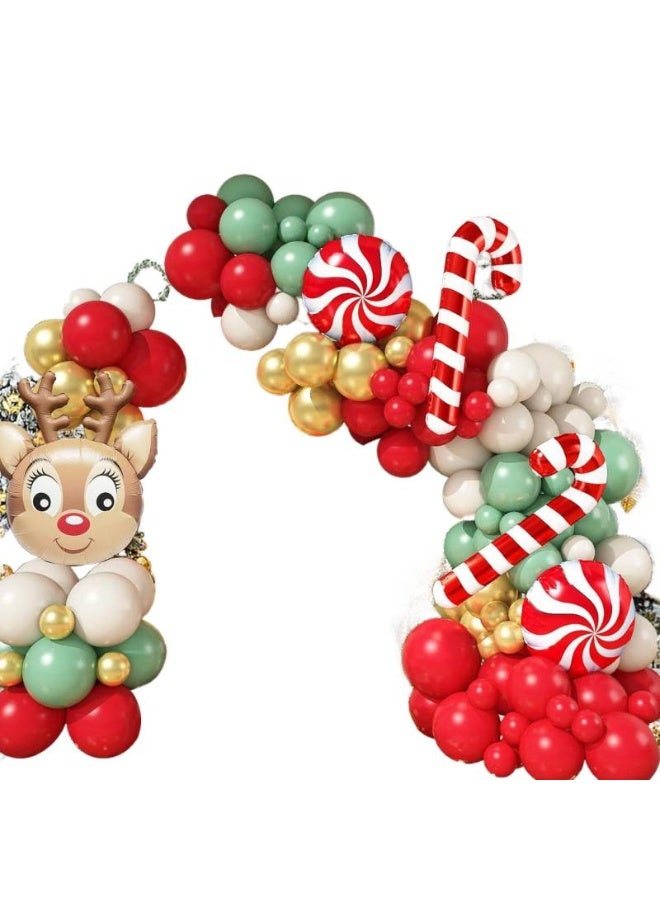 JAYATO 142 PCS Christmas Balloon Arched Set - Red, Green, Beige, Metallic Gold Christmas Balloon Garland Set - Image 3