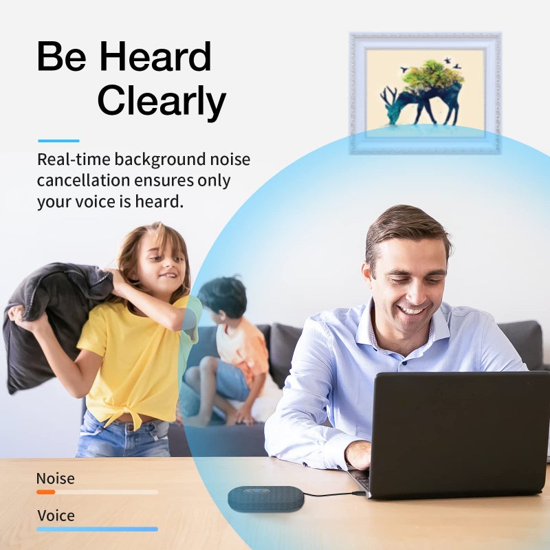 RayBit RayBit USB Speakerphone, Conference Computer Speakers with Microphone for Home Office Calls, 360 Degree Enhanced Voice Pickup, Noise Reduction, Echo Cancellation, Compatible with Zoom, Teams, Skype  - Image 2