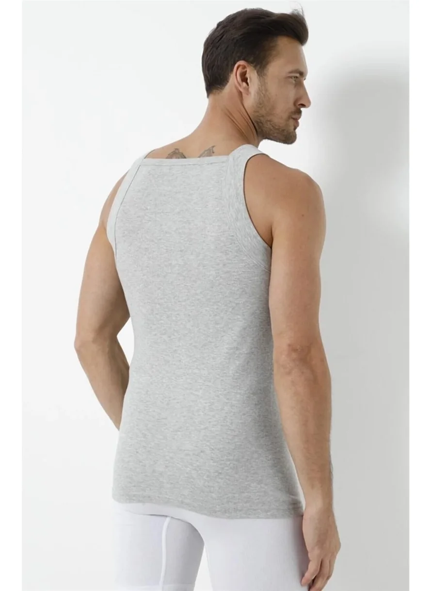 Arma Yıldız Men's Wide Bib Undershirt Gray Rib 100% Cotton