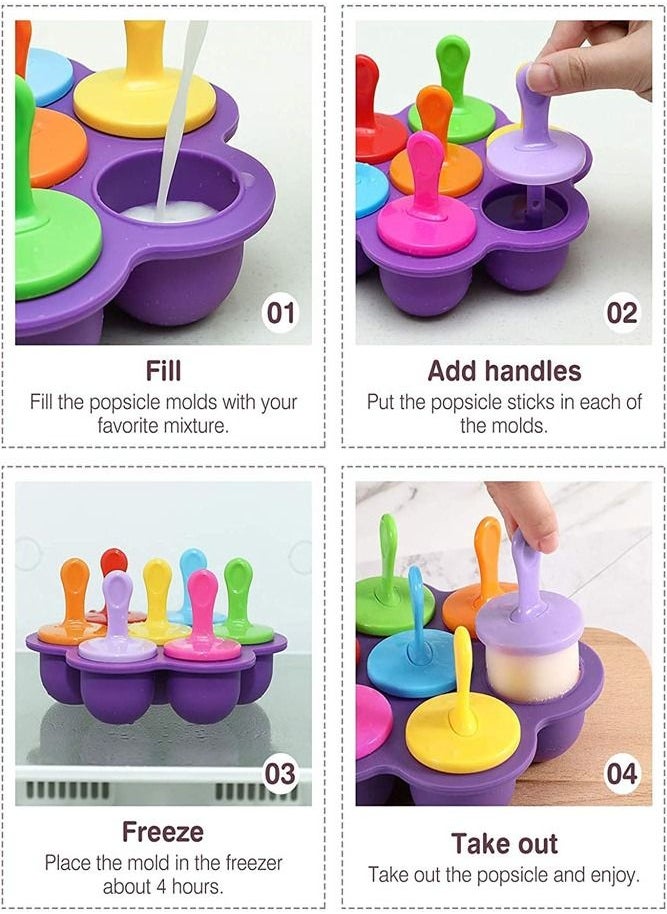 AMERTEER - 7-Hole Silicone Ice Pop Molds – Easy-Release Ice Cream Maker for Kids and Adults - Image 1