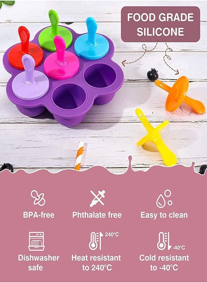 AMERTEER - 7-Hole Silicone Ice Pop Molds – Easy-Release Ice Cream Maker for Kids and Adults - Image 1