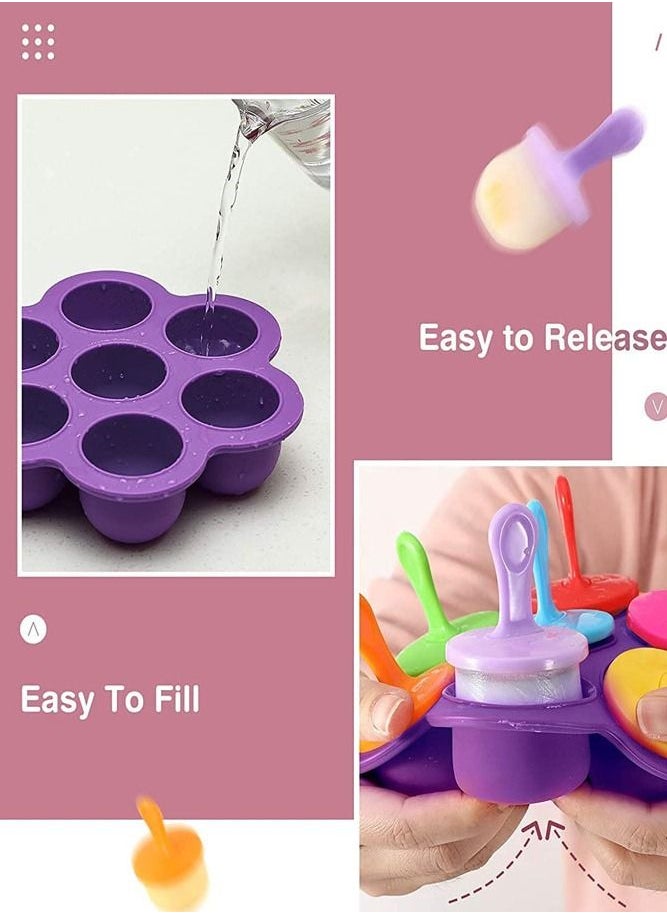 AMERTEER - 7-Hole Silicone Ice Pop Molds – Easy-Release Ice Cream Maker for Kids and Adults - Image 1