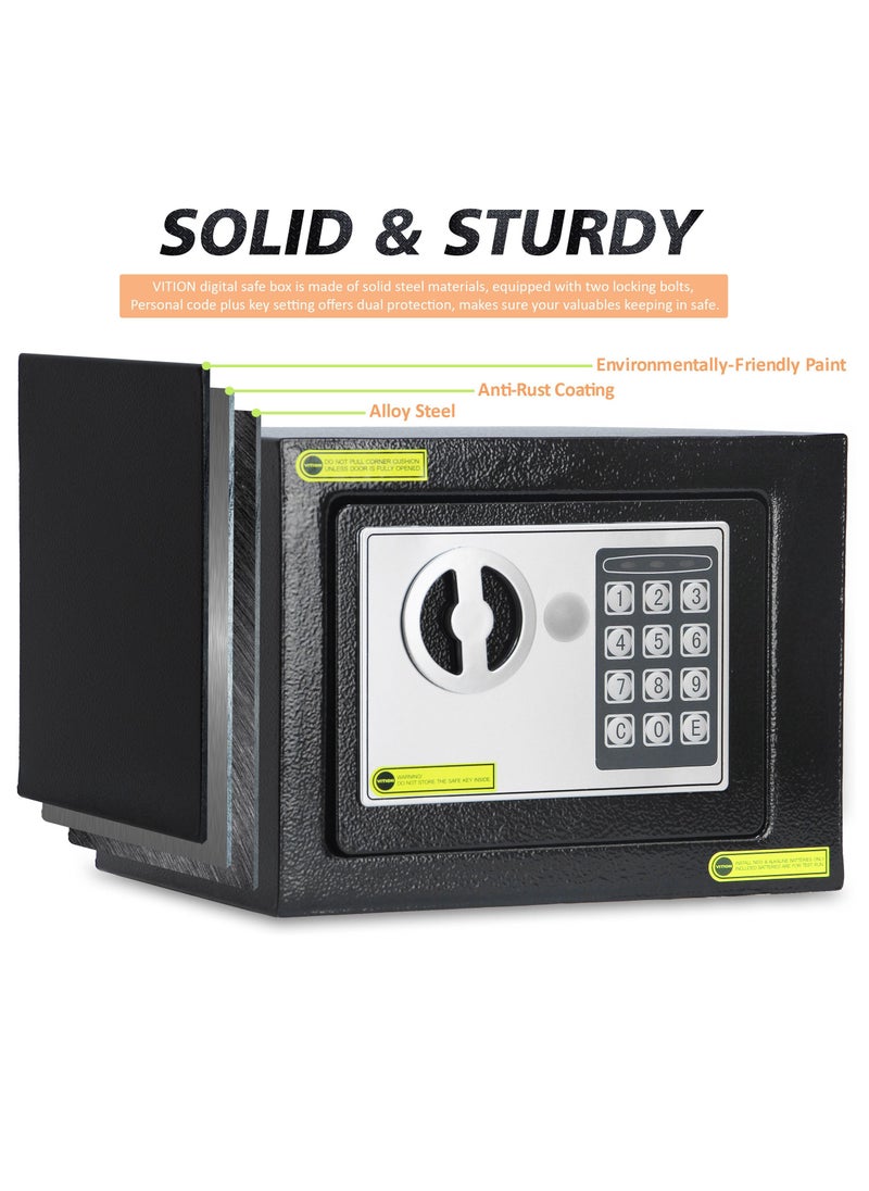 VITION - Safe Box Small Digital Security Lock with Key For Passports Cash Money Jewelry Watches Suitable Home Office Travel - Image 1
