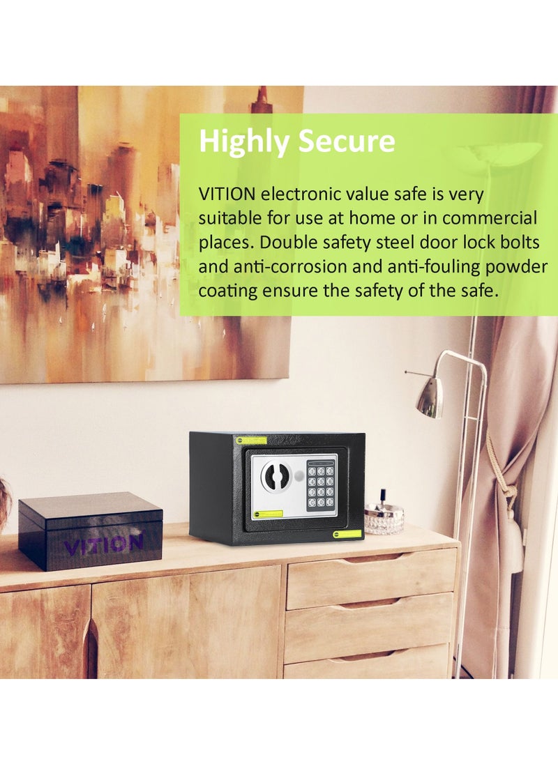 VITION - Safe Box Small Digital Security Lock with Key For Passports Cash Money Jewelry Watches Suitable Home Office Travel - Image 1