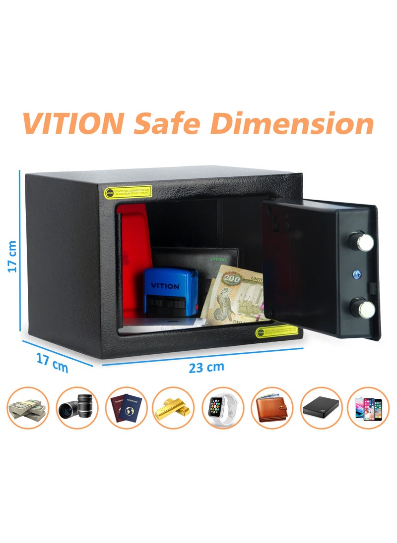 VITION - Safe Box Small Digital Security Lock with Key For Passports Cash Money Jewelry Watches Suitable Home Office Travel - Image 1