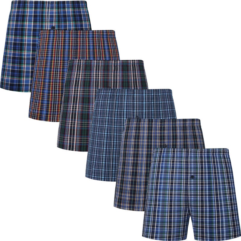 JupiterSecret Men's Boxers Underwear 100% Cotton Woven Boxers for Men Pack Boxer Shorts Assorted Colors - Image 1