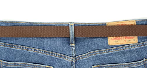 BC Belts Canvas Web Belt Military Style Antique Silver Buckle/Tip Solid Color 54" Long (Brown) - Image 3