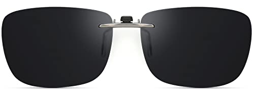 CAXMAN Polarized Clip On Sunglasses for Prescription Glasses Men & Women w/Category 4 Super Dark Lens Compact Fit Non Flip Up Large Size - Image 1