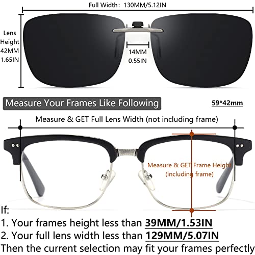 CAXMAN Polarized Clip On Sunglasses for Prescription Glasses Men & Women w/Category 4 Super Dark Lens Compact Fit Non Flip Up Large Size - Image 5