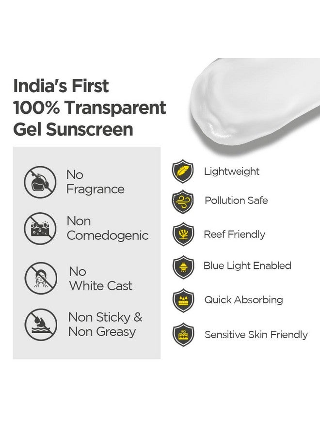 SunScoop Invisible Primer Sunscreen Gel Spf 50 Pa+++ | For Dry & Oily Skin | Transparent Primerlike Finish | Rice Extract & Vitamin E To Minimise Pores | No White Cast | For Women & Men | 45G - Image 5