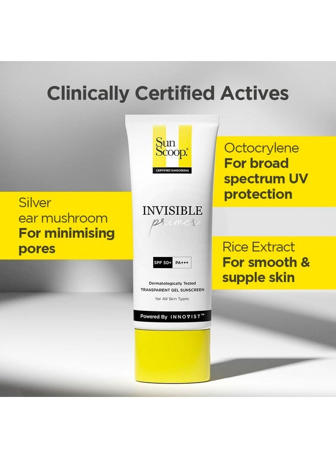 SunScoop Invisible Primer Sunscreen Gel Spf 50 Pa+++ | For Dry & Oily Skin | Transparent Primerlike Finish | Rice Extract & Vitamin E To Minimise Pores | No White Cast | For Women & Men | 45G - Image 4