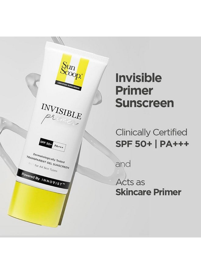 SunScoop Invisible Primer Sunscreen Gel Spf 50 Pa+++ | For Dry & Oily Skin | Transparent Primerlike Finish | Rice Extract & Vitamin E To Minimise Pores | No White Cast | For Women & Men | 45G - Image 3