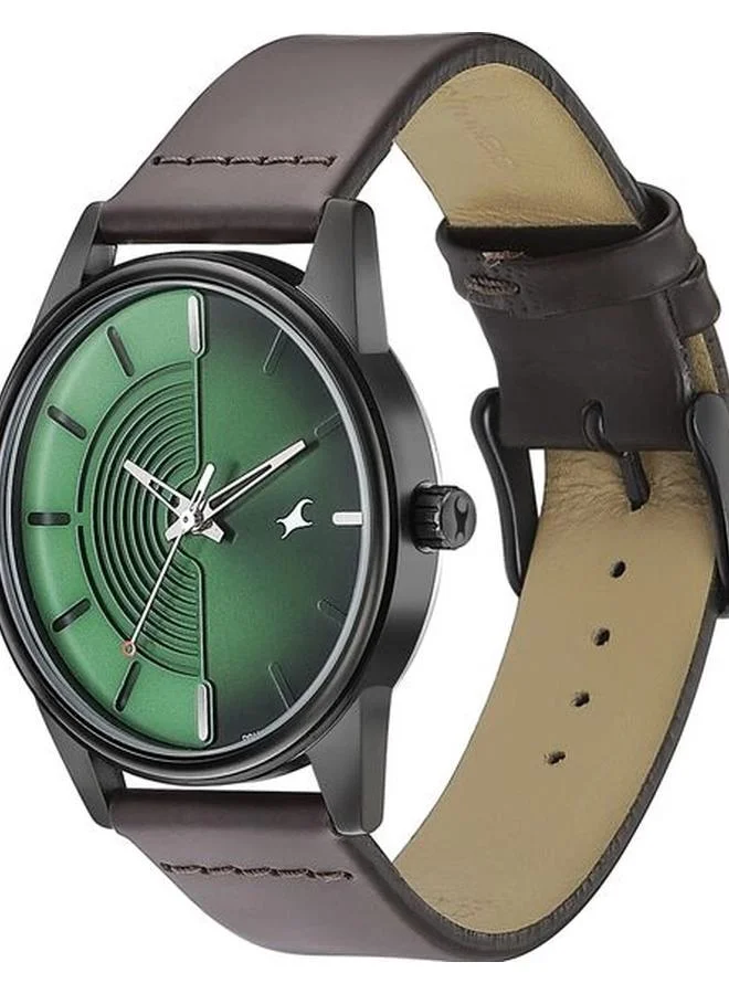 TITAN Men's Analog Display Watch With Brown Leather Strap - 3305NL01