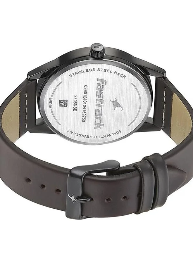 TITAN Men's Analog Display Watch With Brown Leather Strap - 3305NL01