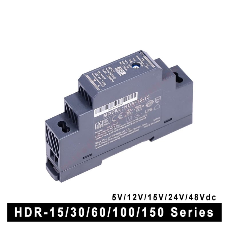 HDR-15 30 60 100 150 Series DC 5V 12V 15V 24V 48V Ultra Slim Step Shape DIN Rail Power Supply for DIY(12V,HDR-150) - Image 2