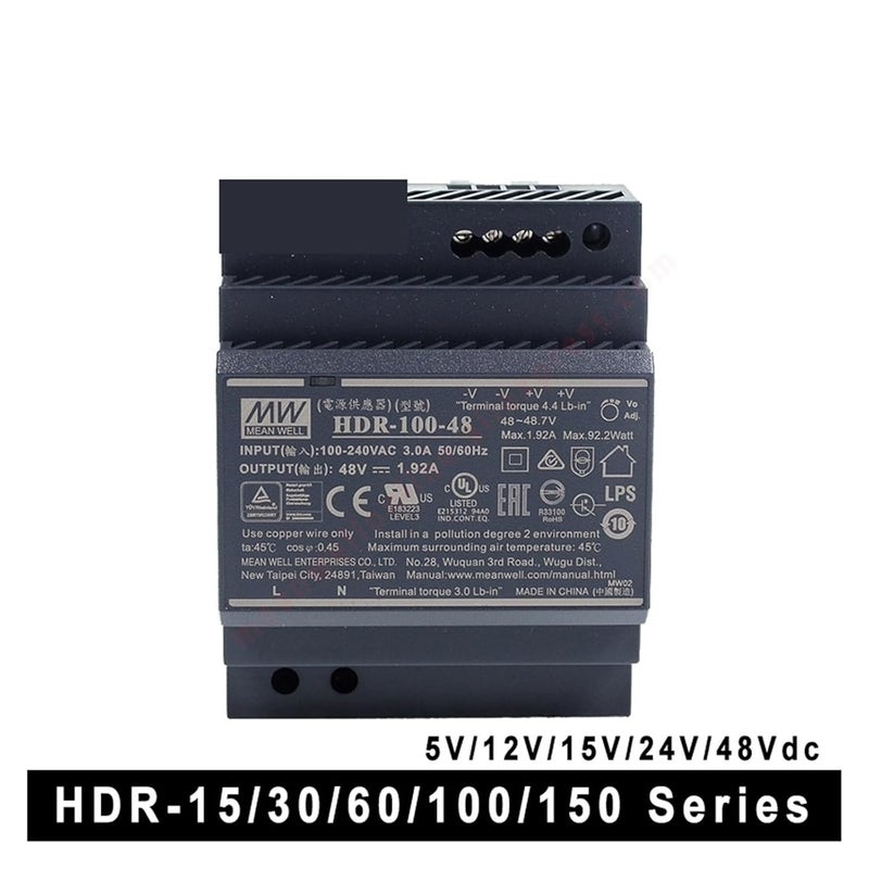 HDR-15 30 60 100 150 Series DC 5V 12V 15V 24V 48V Ultra Slim Step Shape DIN Rail Power Supply for DIY(12V,HDR-150) - Image 5