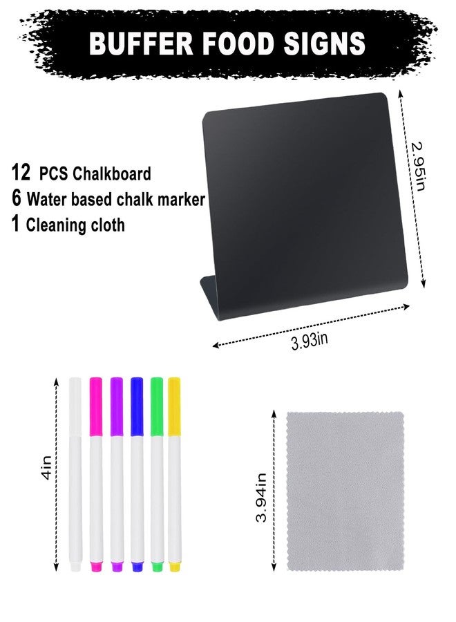 12 لوحة طباشيرية صغيرة، ملصقات طعام مقاس 4 × 3 بوصات لبوفيهات الحفلات، لوحة طباشيرية قابلة لإعادة الاستخدام لحفلات الزفاف وأعياد الميلاد، لوحات رسائل وتزيين المناسبات - Image 2