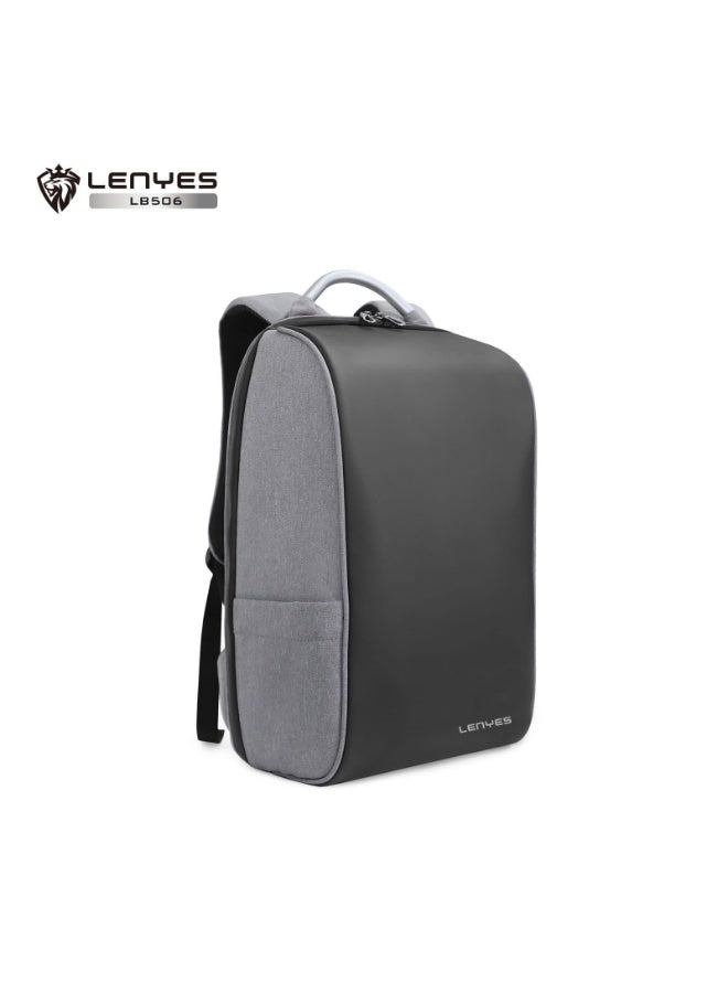 لينيس حقيبة ظهر Lenyes LB506 للكمبيوتر المحمول والسفر حتى مقاس 15.6 بوصة بتصميم عصري ومميز يجمع بين اللونين الأسود والرمادي - Image 1