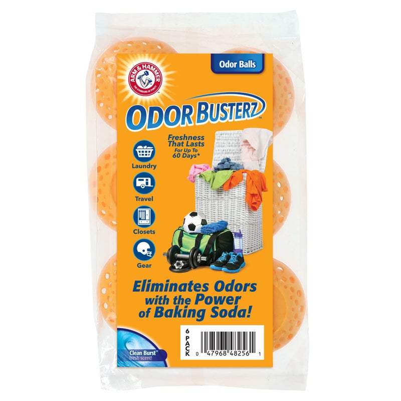 Arm & Hammer Odor Busterz Balls for Long Lasting Freshness - Deodorizer  Carpet Fresh  Odor Remover  Pet Fresh - 6 Count (Pack of 1)  Orange - Image 1