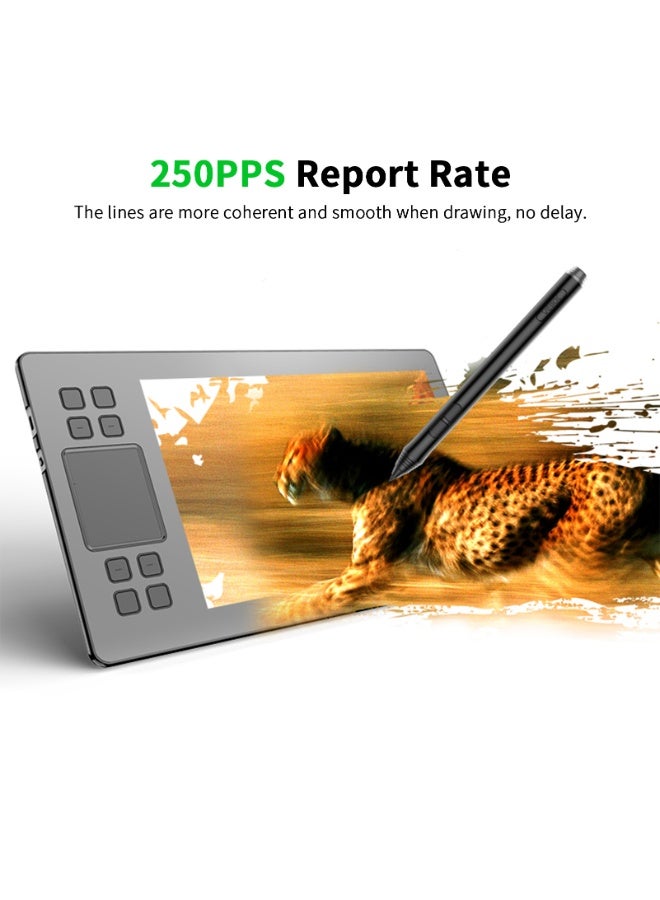 Veikk A50 Graphics Drawing Tablet 10 x 6 Inch Large Active Area 8 Express Keys & Gesture Touch-Pad 8192 Levels Pressure Art Graphics Tablet with Battery-free Stylus 8 Pen Nibs Compatible with Windows Mac OS Android for Painting Design Online Teaching - Image 3