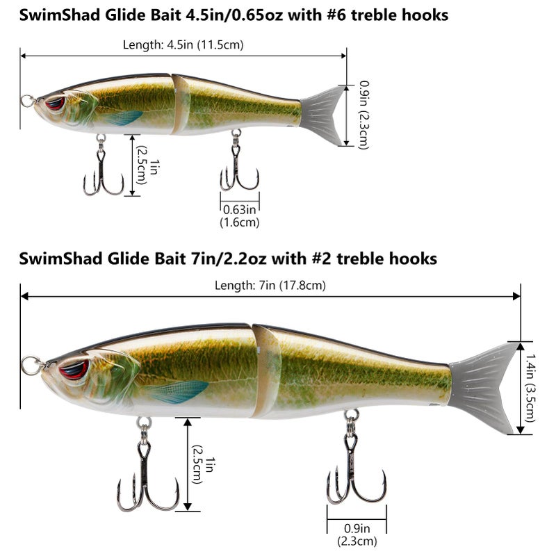 Bassdash SwimShad Glide Baits Jointed Swimbait Bass Pike Salmon Trout Muskie Fishing Lure - Image 2