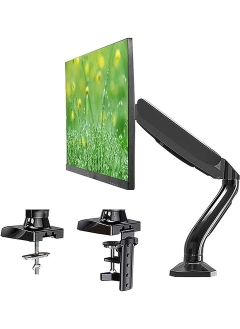 Desk Mount Stand, Computer Monitor Single Arm with Gas Spring for 13 to 27 Inch PC LCD LED Screen, Adjustable Height Tilt Angle Spring Monitor Riser Swivel Bracket for VESA 75x75mm 100x100mm