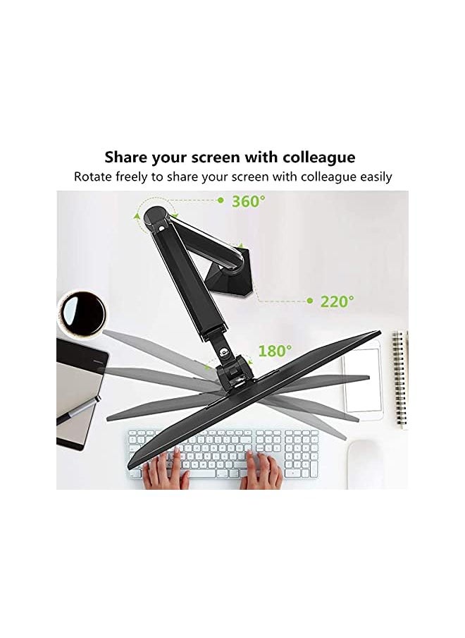 Desk Mount Stand, Computer Monitor Single Arm with Gas Spring for 13 to 27 Inch PC LCD LED Screen, Adjustable Height Tilt Angle Spring Monitor Riser Swivel Bracket for VESA 75x75mm 100x100mm