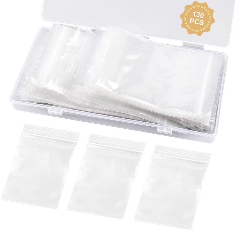 Wegoup 130 Pcs Jewelry Bags Clear Plastic  2.36"" X 3.54"" Small Plastic Bags  2 Mil Small Zip Bags  Poly Baggies With Resealable Zip For Small Business  Storage  Gift  Candy Screws - Image 1
