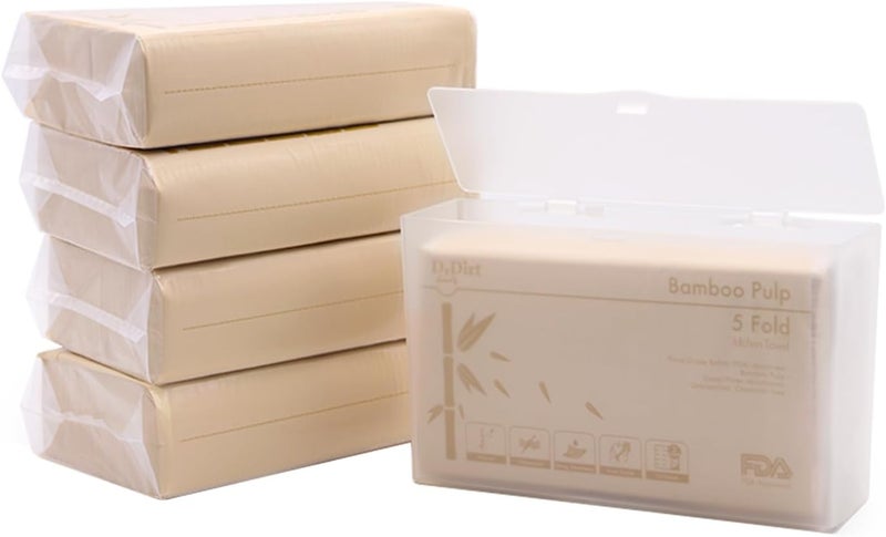 DrDirt Multifold Paper Towels M fold Bamboo Paper Hand Towels 2 Ply 110 Sheets 5 Packs Silm Size Multifold Brown Paper Towels with 1 Wall Mounted Dispenser Box for Bathroom and Kitchen - Image 1