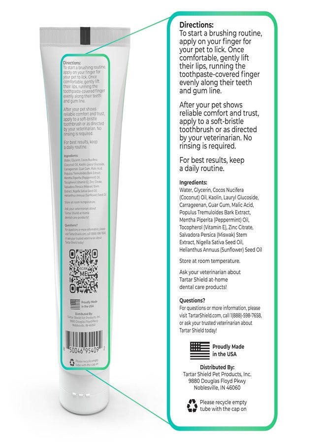 Tartar Shield Pro Care – Natural Pet Toothpaste – VOHC Approved – Protects Against Plaque & Tartar – Freshens Breath & Gently Removes Stains – for Dogs & Cats – Coconut Flavor, 3 Oz. - Image 3