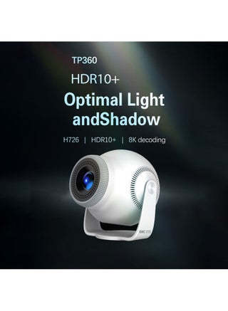 جهاز عرض قصير المدى - يدعم دقة 8K - 290 لومن ANSI - جهاز عرض محمول مع تصحيح الانحراف التلقائي، أندرويد 14، واي فاي 5G 6، بلوتوث 5.4، HDR10+ - مسرح منزلي متنقل - متوافق مع أنظمة أندرويد/iOS/ويندوز/TV Stick/HDMI/USB/وحدة تحكم الألعاب/الكمبيوتر/الكمبيوتر المحمول/الهاتف الذكي - view 2