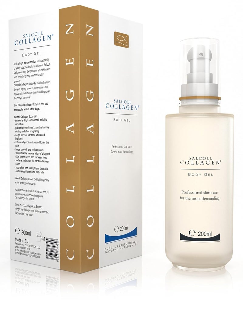 Salcoll Collagen جل الجسم المضاد للسيلوليت تركيبة الكولاجين البحري الطبيعي ندبة الدوالي علاج علامات التمدد يشد أنسجة الجلد 200 مل زجاجة