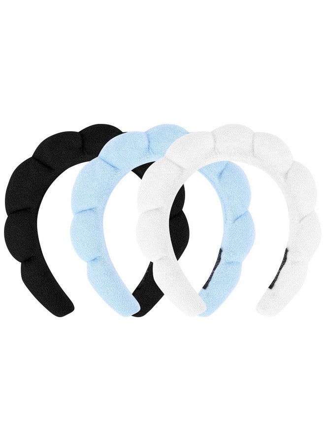 ACO-UINT 3 Pack Hairband For Washing Face, Skincare Headbands Makeup Headband Sponge Face Wash Headbands, Terry Cloth Headbands Puffy Hair Band For Women, One Size, 3 Count (Pack Of 1)