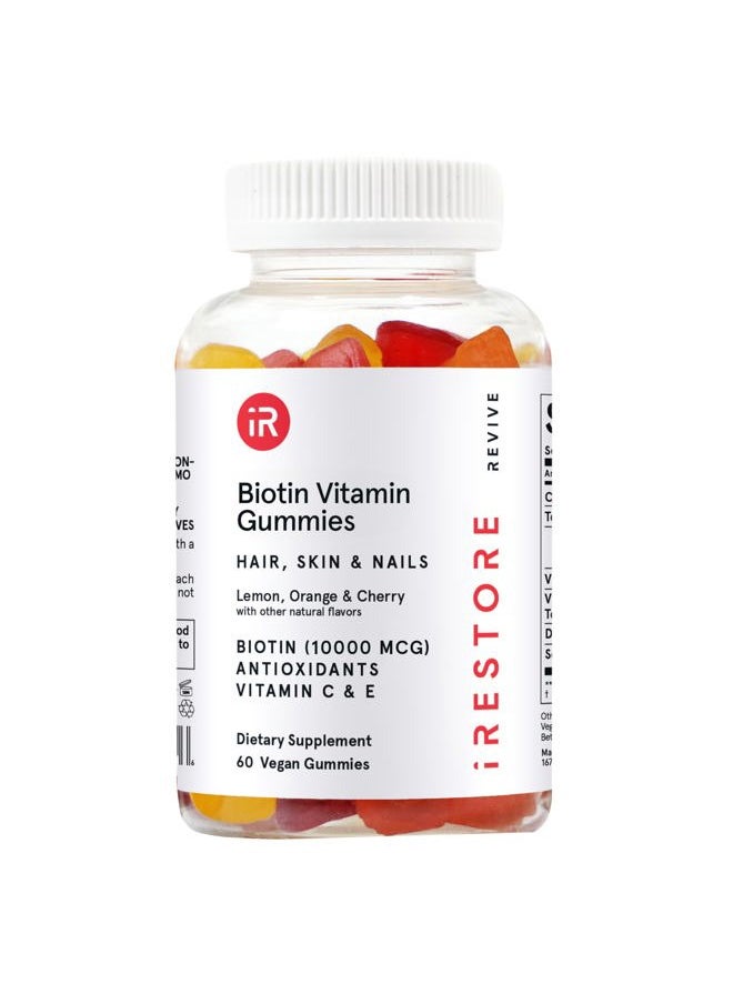 iRestore Hair Gummy Vitamins, Vegan Biotin Gummies for Hair Skin and Nails Gummies, Hair Gummies, Biotin Gummies for Hair Growth Biotin Vitamins Hair Vitamins Gummies for Women & Men, Biotin 10000mcg  - Image 1