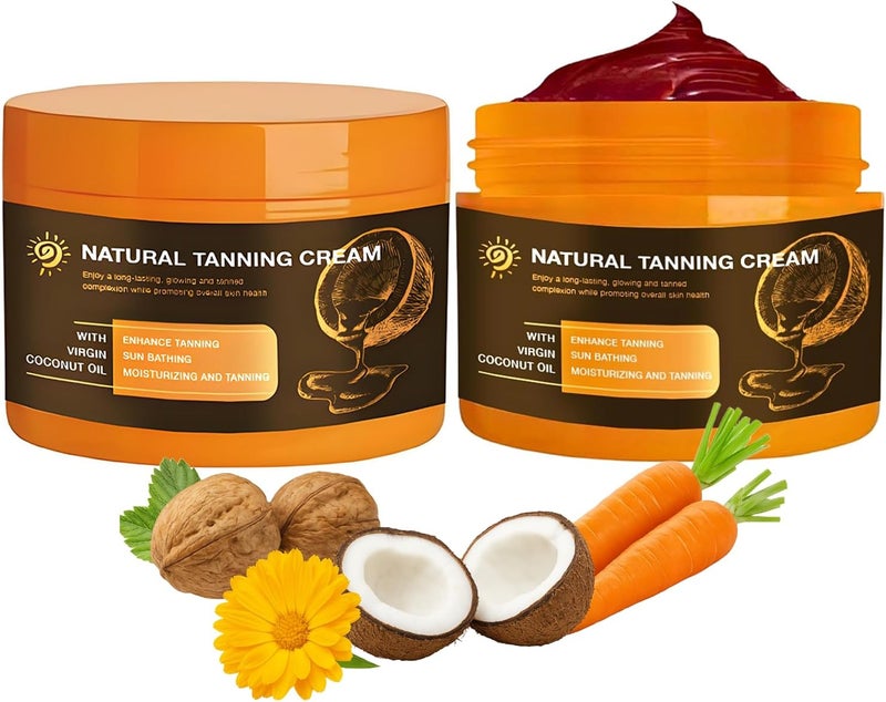 2PCS Natural Tanning Accelerator Cream for Sunbeds Go to Black Tan Booster Beaches and Cream Sunbed Lotion WaterResistant Vegan Moisturizer FastAbsorbing Formula