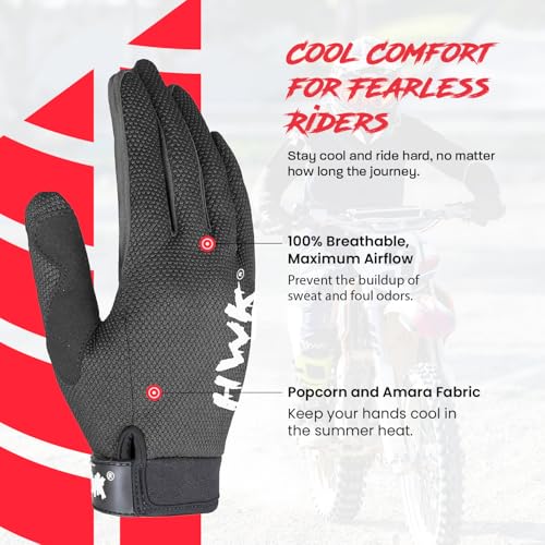 HWK Motorcycle Gloves for Men & Women - Comfortable Tactical Protection with Non-Slip Neoprene Palm Padding, Versatile Temperature Resistant - Black, 2XL - Bike Gloves - Image 4