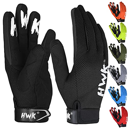 HWK Motorcycle Gloves for Men & Women - Comfortable Tactical Protection with Non-Slip Neoprene Palm Padding, Versatile Temperature Resistant - Black, 2XL - Bike Gloves - Image 1