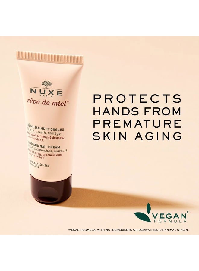 NUXE كريم اليدين والأظافر المعزز بالعسل من ريف دو مييل - مرطب فوري مع زبدة الشيا وزيت اللوز وفيتامين E لليدين الجافتين والمتشققتين، 1.7 أونصة - Image 3