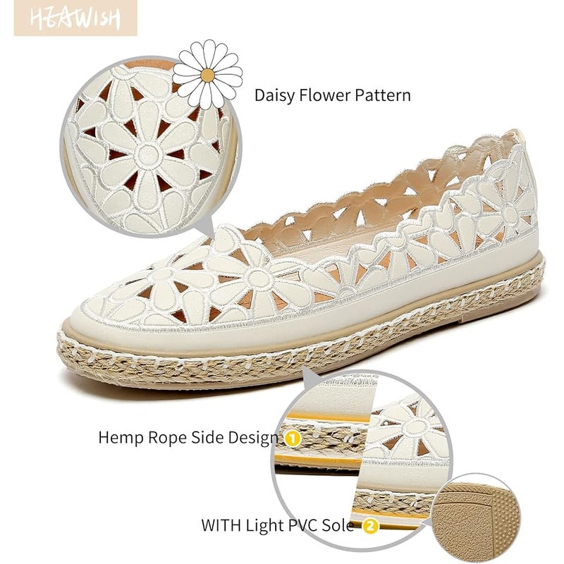 HEAWISH حذاء باليه مسطح رسمي دائري سهل الارتداء للنساء من هيويش، كاجوال بتصميم لوبفر بحبل - Image 3