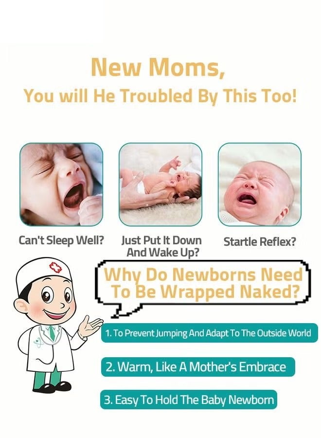 6 PCS Baby Swaddle Blanket Wrap Cap Set Newborn Infant Sleep Sack With Caps 100% Breathable Cotton 0-4 Month - Image 2
