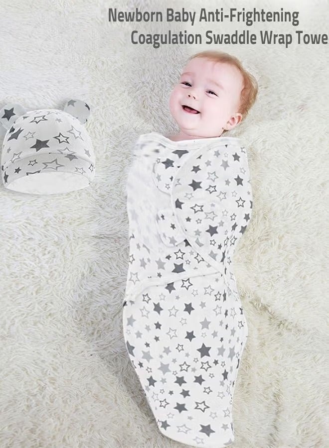6 PCS Baby Swaddle Blanket Wrap Cap Set Newborn Infant Sleep Sack With Caps 100% Breathable Cotton 0-4 Month - Image 5