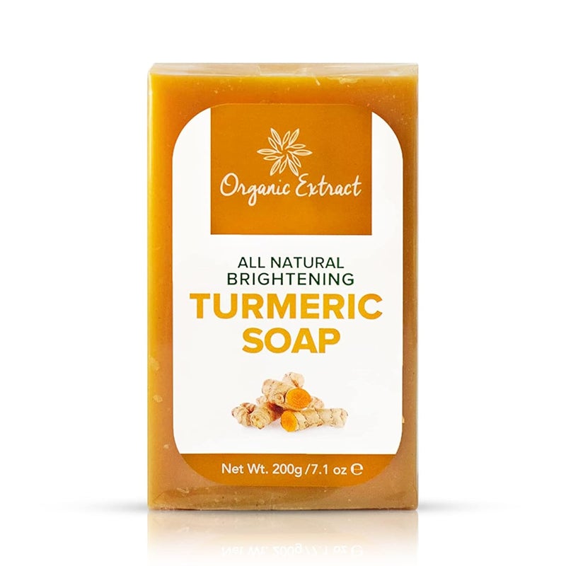 ORGANIC EXTRACT Tumeric Soap 705fl oz 200g Skin Brightening Soap Bar Deeply Moisturizes Cleanses Skin Reduces Acne Dark Spots - Image 1