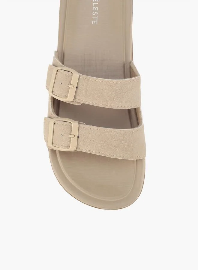 Celeste BEIGE Women Buckle Detail Slides for Women | Best Price UAE