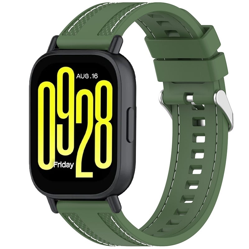 erorex For Redmi Watch 5 Active / Watch 5 Lite Quick Release Two Side Stitching Silicone Watch Band(Spruce Green) - Image 1