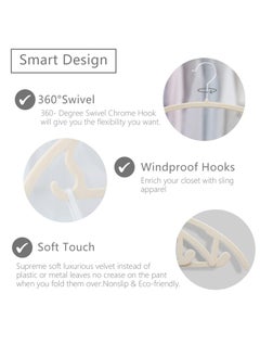 TYCOM Non-Slip Velvet Hangers - Suit Hangers (50 Pack) Ultra Thin Space Saving 360 Degree Swivel Hook Clothes Hangers Hold Up-to 10 Lbs, for Coats, Jackets, Pants, Dress Clothe- Curved 50pcs Beige  - Image 4